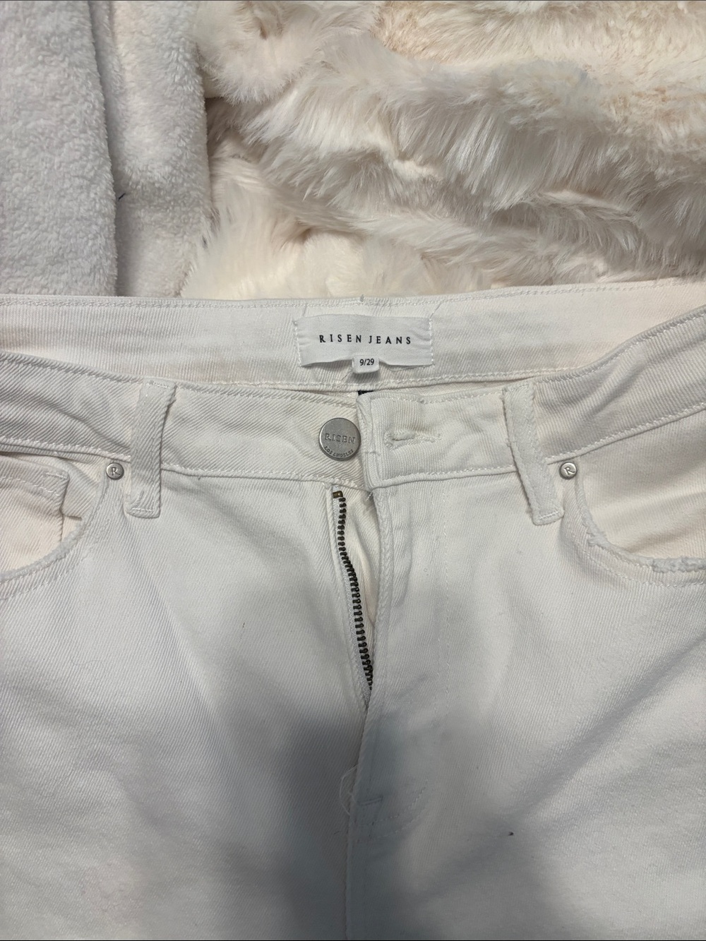 Risen Jeans High-Rise White Denim Jeans